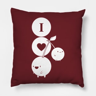 I Love Cherries (white print) Pillow