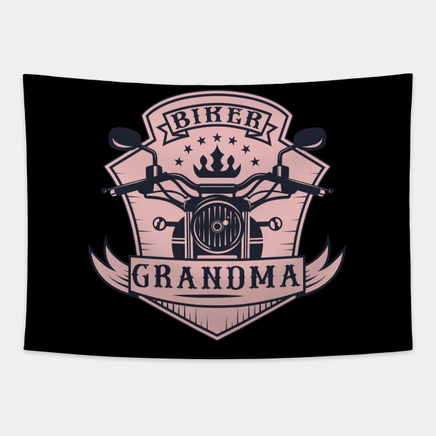Biker Grandma Pink Motorcycle Granny Tapestry by EPDROCKS
