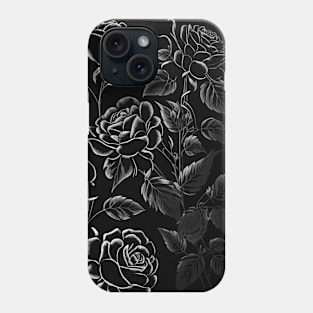 Cute Black Roses Flower Pattern Black Roses Silhouette Phone Case