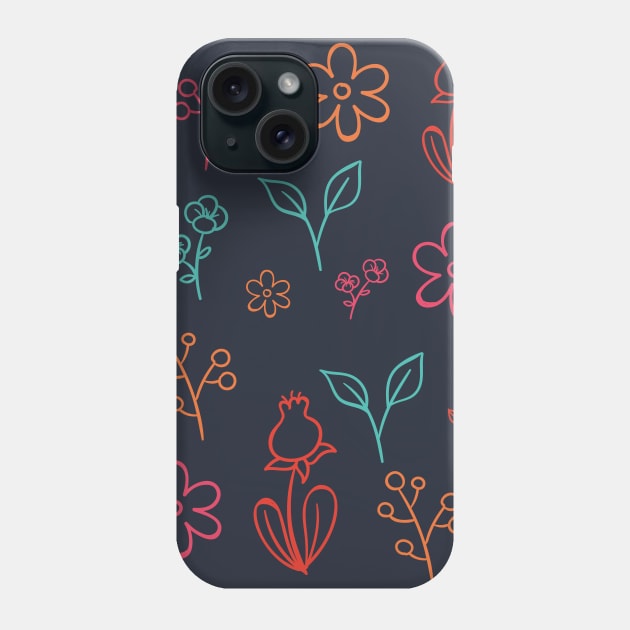 Floral Festive Pattern | Navy Phone Case by planetary