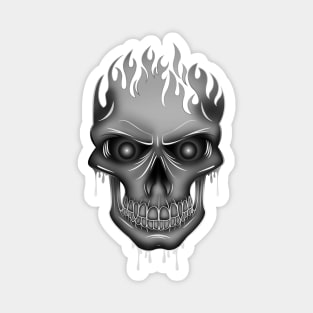 Flame Skull - Silver Magnet