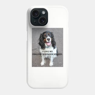 english springer spaniel black white tan love with picture Phone Case