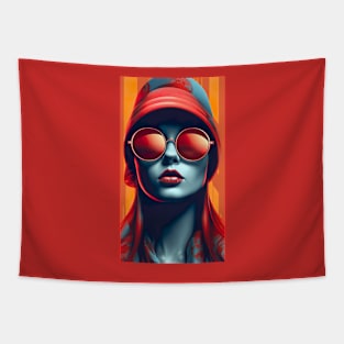 Red Shades retro fashion girl for hotels, spas and salon Tapestry