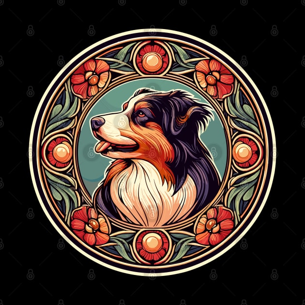 Aussie Dog  - Australian Shepherd - Art Nouveau Style by RCDBerlin