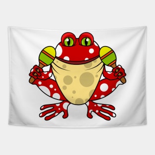 Funny frog with table tennis racket Tapestry