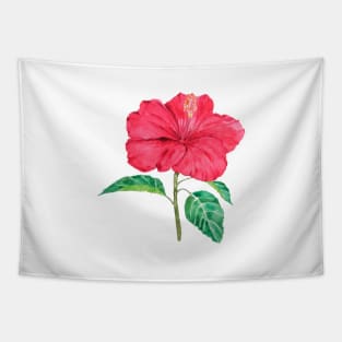 one red hibiscus watercolor painting Tapestry