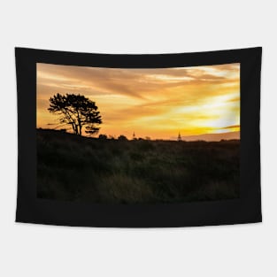 Golden sunset across Papamoa dunes Tapestry