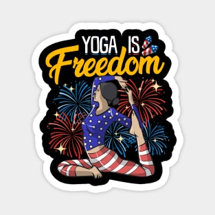 Yoga Is Freedom American Flag  Meditation Magnet