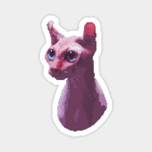 purple sphynx cat head pixel art Magnet