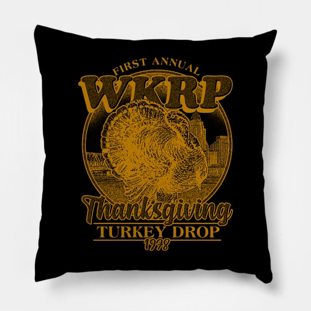 WKRP Turkey Drop 1978 Pencil Art Pillow by Dis-WayPorartgallery