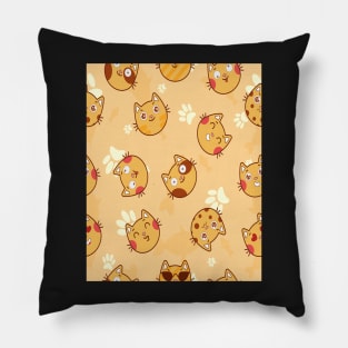 Cat Emotions - Orange Background Pillow