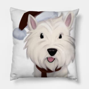 Cute West Highland White Terrier Drawing Pillow