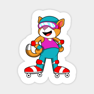 Cat at Inline skating with Inline skates & Helmet Magnet