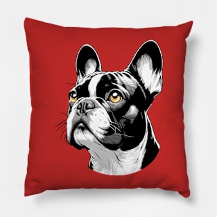 Stunning and Cool French Bulldog Monochrome and Gold Portrait for Father's Day Pillow