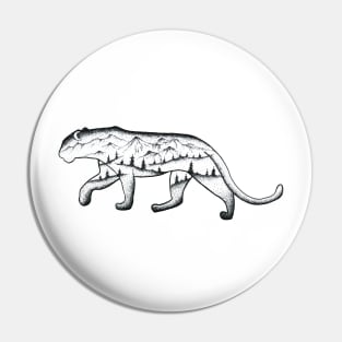 Black and white illustration of leopard with landscape Pin