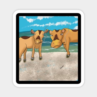 Grass fed cows on vacation Magnet