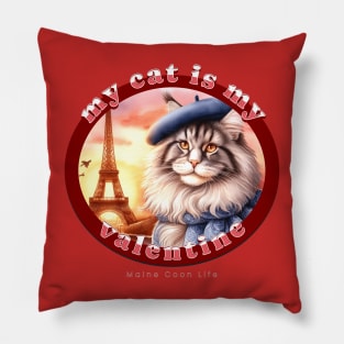 My French Valentine Cat Maine Coon Life 07M Pillow