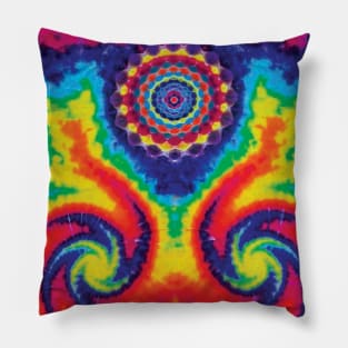 Mandala Mini Spiral Crumble Rainbow Tie Dye Pillow