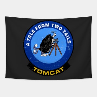 F-14 Tomcat - A Tale From Two Tails... - Blue Grunge Style Tapestry