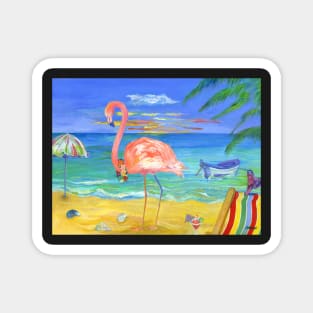 Flamingo Beach Magnet