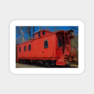 Northwestern Pacific Railroad Wooden Red Caboose #19 Magnet