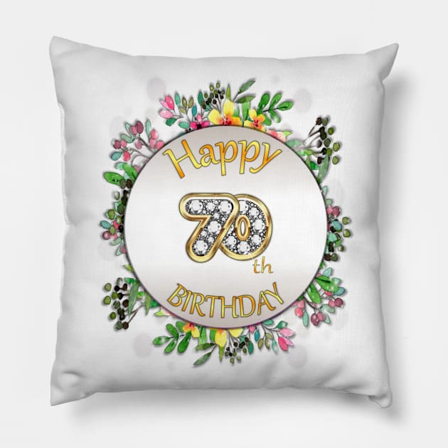 Happy 70th Birthday Pillow by KC Morcom aka KCM Gems n Bling aka KCM Inspirations