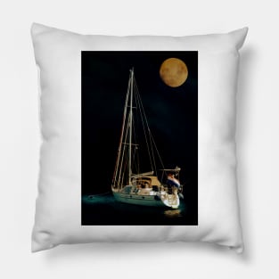 Anchored Under A Full Moon Pillow