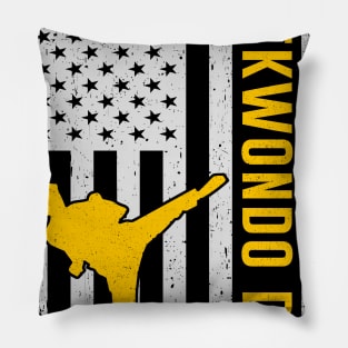 USA Taekwondo Dad American Flag Fathers Day Gift Pillow