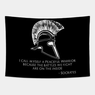 Socrates Quote Ancient Greek Philosophy - Peaceful Warrior Tapestry