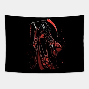 Geisha | Grim Reaper Geisha Skull | Cool Retro Japanese Aesthetic #7 Tapestry