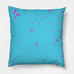 Pink Spray Splatter On Aqua Turquoise Pillow