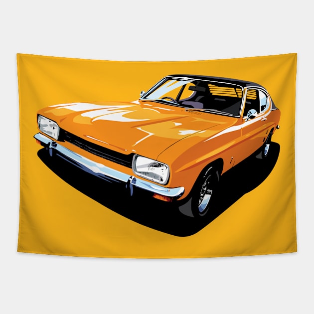 British Ford Capri in orange Tapestry by candcretro