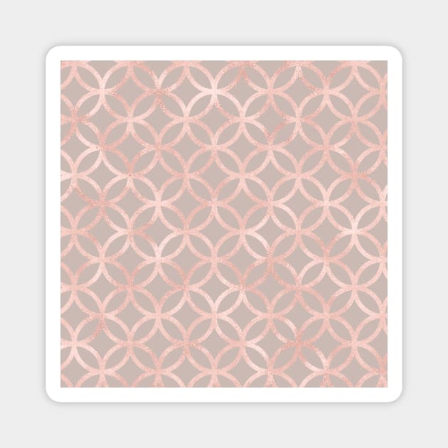 Abstract Pink Gray Metallic Circle Diamond Pattern Magnet by Printable Pretty