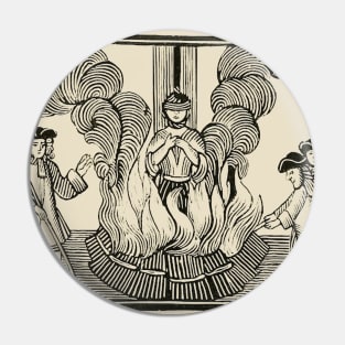 Joan or Arc Woodcut Design Pin