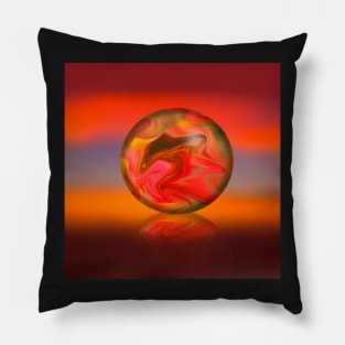 Sunset sky background with digital sphere Pillow