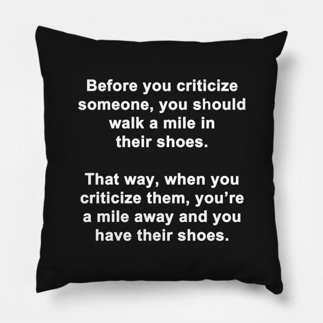 Before You Criticize Pillow by topher