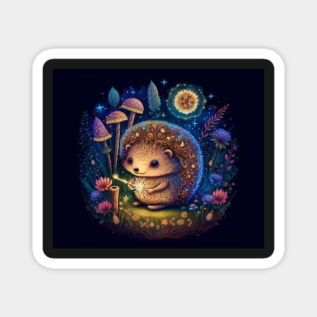 Hedgehog Fairy Tale Scene Magnet by TheArtfulAI