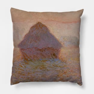 Grainstack, Sun in the Mist by Claude Monet Pillow