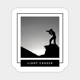 Light chaser photographer and sunset design with mountains for nature photographers Magnet