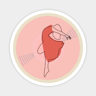 Vinyl - Ballerina dancer minimalist line art (pink) Magnet