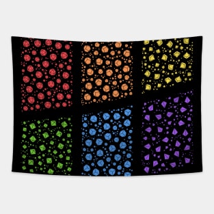 Geometric Shapes Made From Rainbow Polyhedral Dice Tapestry