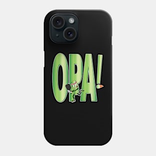 Opa! Funny Pickle playing Pickleball, with paddle and lucky sneakers! Phone Case