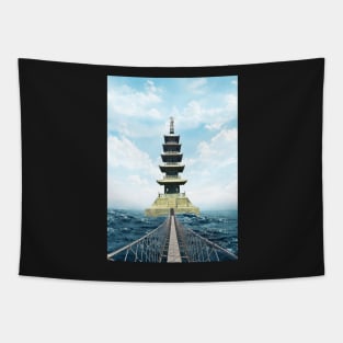 Tower beyond the ocean. Tapestry