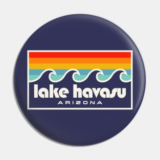 Lake Havasu Retro Vintage Style Distressed Sunset Waves Pin