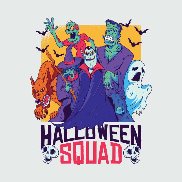 Halloween Monster Squad // Zombie, Witch, Vampire, Ghost, Werewolf, Frankenstein by SLAG_Creative