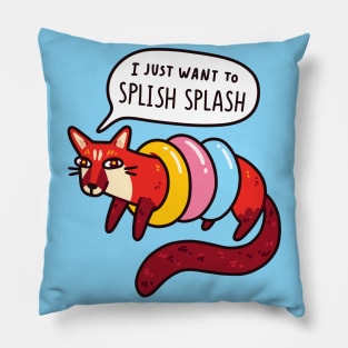 Cute Aquatic Genet With Swim Rings & "I Want To Splish Splash" Typography Pillow