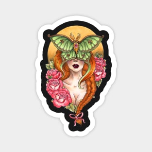 Luna Moth Neo traditional lady Magnet