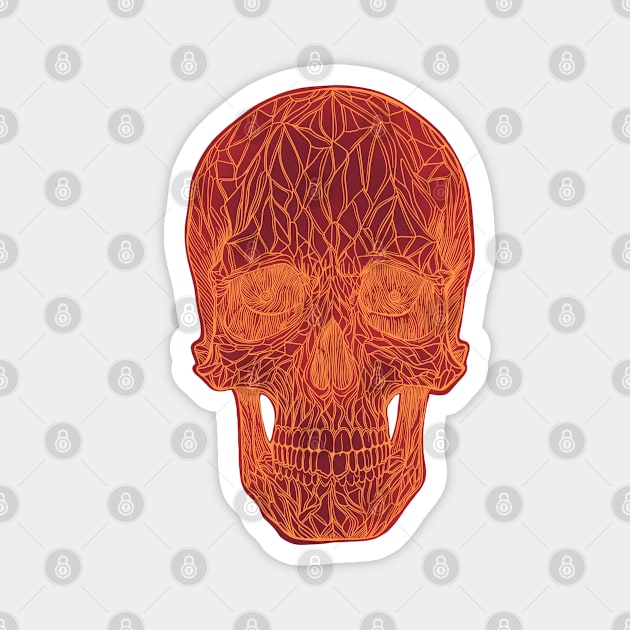 Stained glass skull - fire version, red with orange lines Magnet by DaveDanchuk