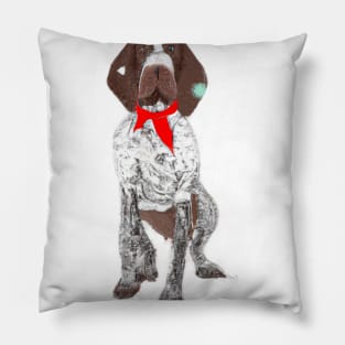 Cute German Shorthaired Pointer Drawing Pillow