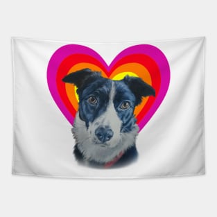 Beautiful painting of a collie dog in a heart Tapestry